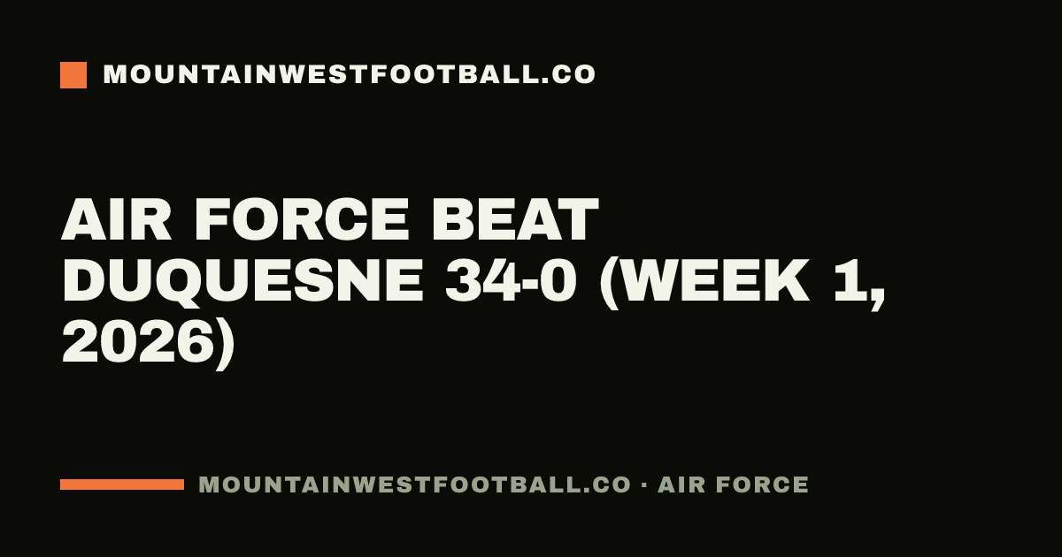 Air Force beat Duquesne 34-0 (Week 1, 2026)
