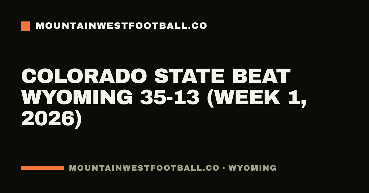Colorado State beat Wyoming 35-13 (Week 1, 2026)