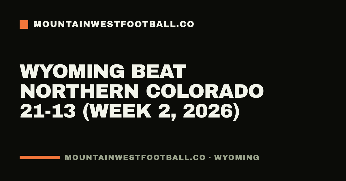 Wyoming beat Northern Colorado 21-13 (Week 2, 2026)