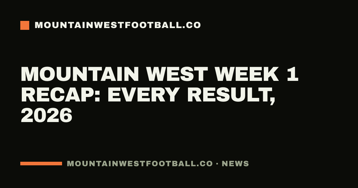Mountain West Week 1 recap: every result, 2026