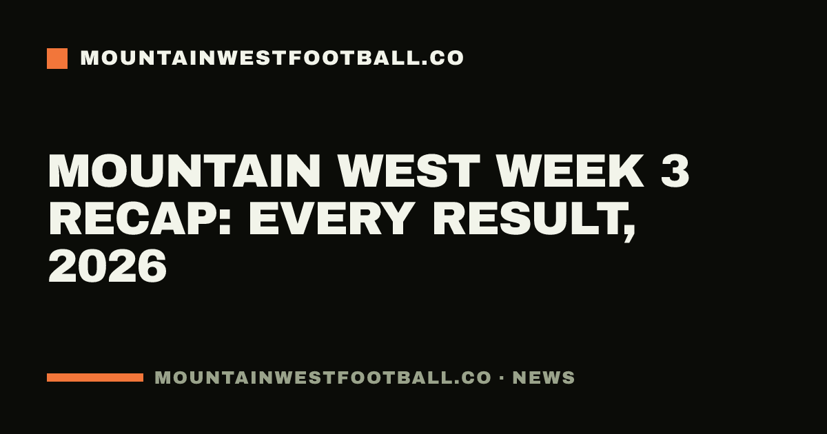 Mountain West Week 3 recap: every result, 2026