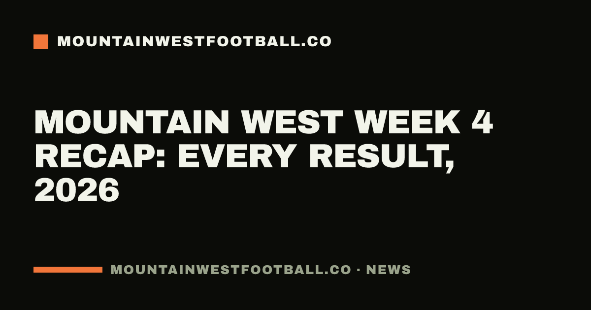 Mountain West Week 4 recap: every result, 2026